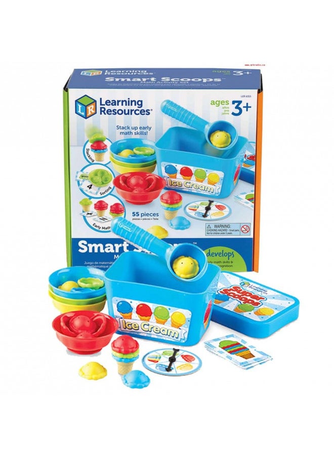 Learning Resources Smart Scoops Math Activity Set, Stacking and Sorting Toys, Develops Early Math Skills, 55 Pieces, Ages 3+