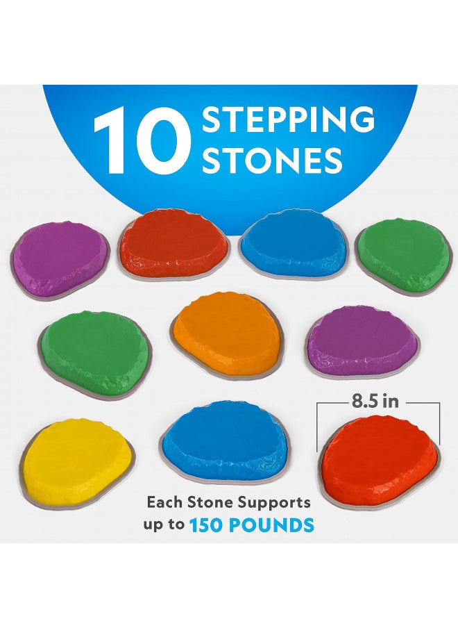 NATIONAL GEOGRAPHIC Stepping Stones for Kids 10 Durable Non-Slip Stones Encourage Toddler Balance & Gross Motor Skills, Indoor & Outdoor Toys, Balance Stones, Obstacle Course (Amazon Exclusive)