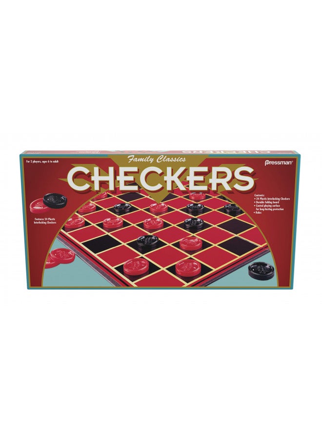 Family Classics Checkers -- With Folding Board and Interlocking Checkers by Pressman