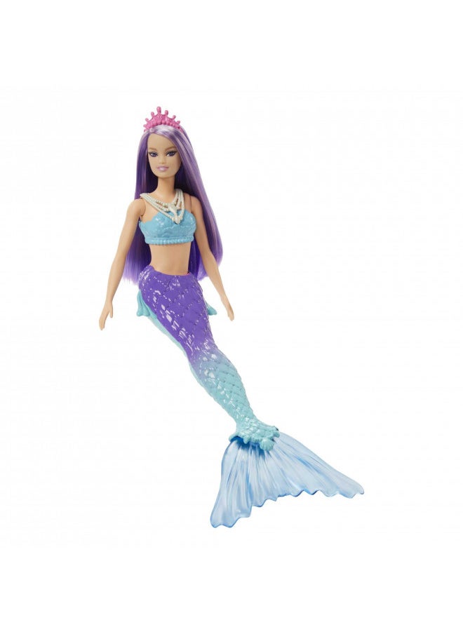 Barbie Dreamtopia Mermaid Doll with Purple Hair, Blue & Purple Ombre Tail & Tiara Accessory