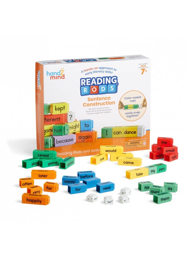 hand2mind Reading Rods Sentence Construction, Sentence Building for Kids, Parts of Speech Linking Cubes, Learn to Read Toys, Reading Tools for Kids, Science of Reading Manipulatives