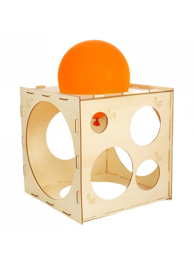 Auihiay 2-10 Inch Collapsible Wood Balloon Sizer Box Cube, Balloon Size Measurement Tool for Balloon Decorations, Balloon Arches, Balloon Columns (9 Holes)