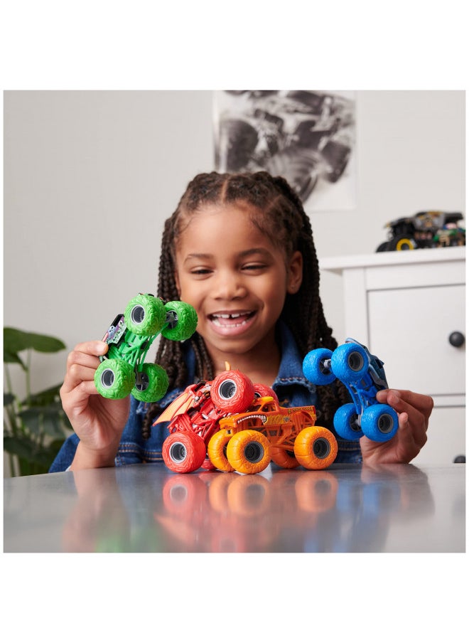 Monster Jam, Tough Treads Set, Official El Toro Loco, Megalodon, Grave Digger, and Bakugan Dragonoid Die-Cast Monster Trucks, 1:64 Scale, Kids Toys for Boys and Girls Ages 3 and up