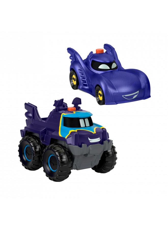 Fisher-Price DC Batwheels Light-Up 1:55 Scale Toy Cars 2-Pack, Bam the Batmobile and Buff, Preschool Pretend Play Ages 3+ Years