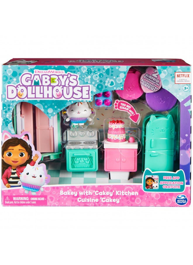 Gabby's Dollhouse, Bakey with Cakey Kitchen with Figure and 3 Accessories, 3 Furniture and 2 Deliveries, Kids Toys for Ages 3 and up