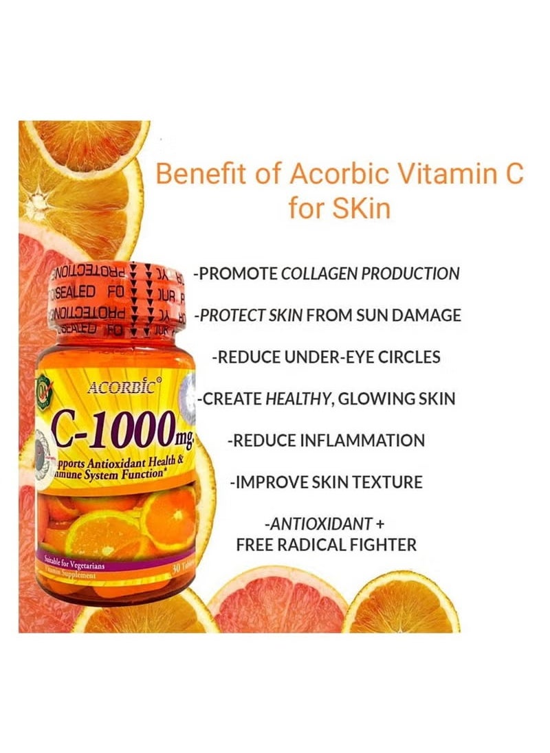 Acorbic C-1000mg Vitamin C Supplement – 30 Capsules