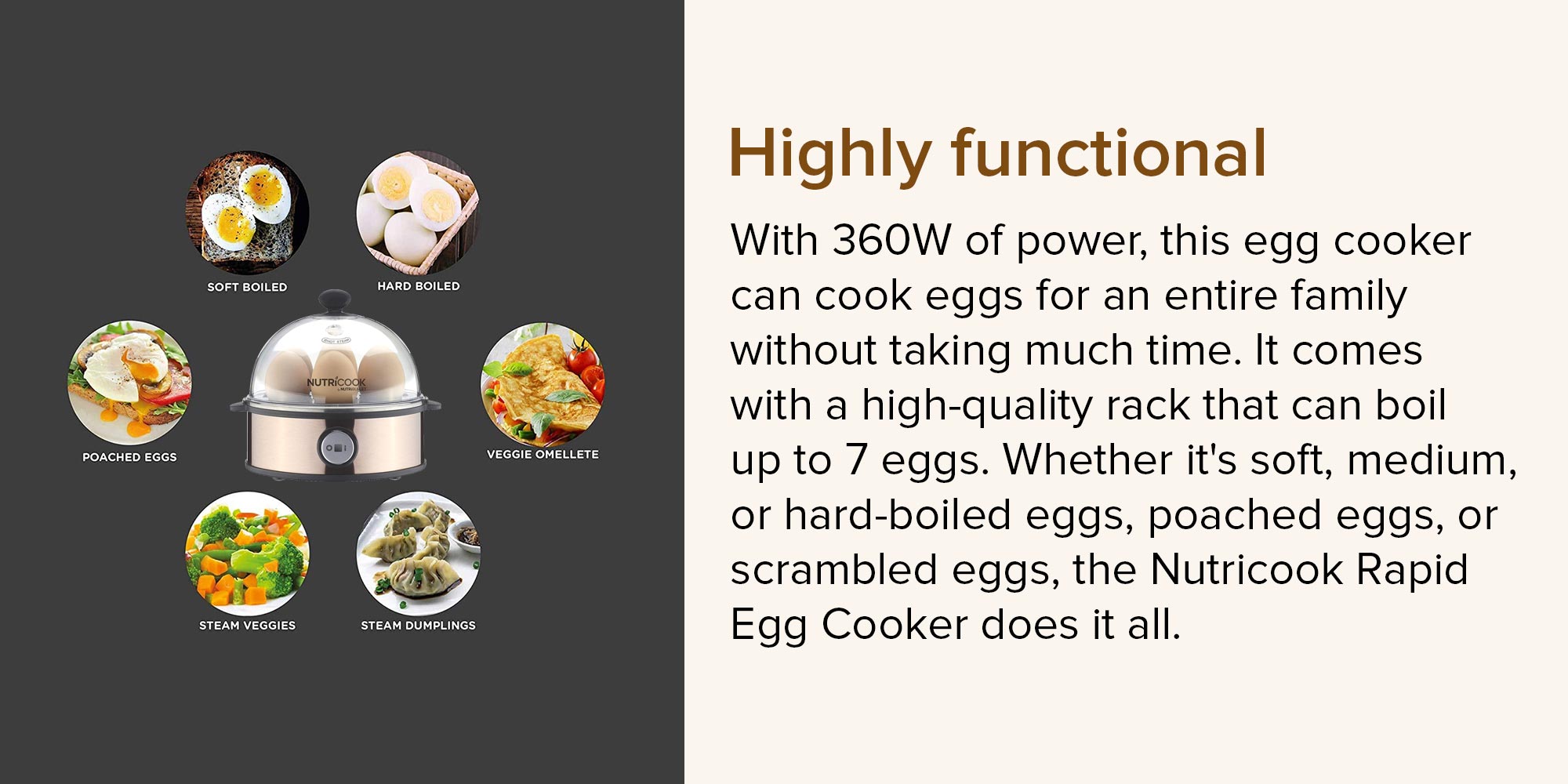 Nutricook Rapid Egg Cooker 360.0 W NC-EC360 Bronze