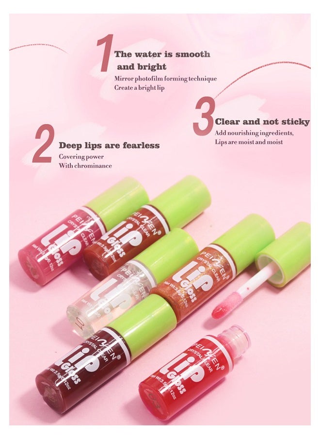 Crystal Clear-Soft And Moisturizing Lips, Liquid Lipstick Kit Set of 6 with Long Lasting Hydrating and lightweight Lip Colour Transparent, Sheen, Glitter