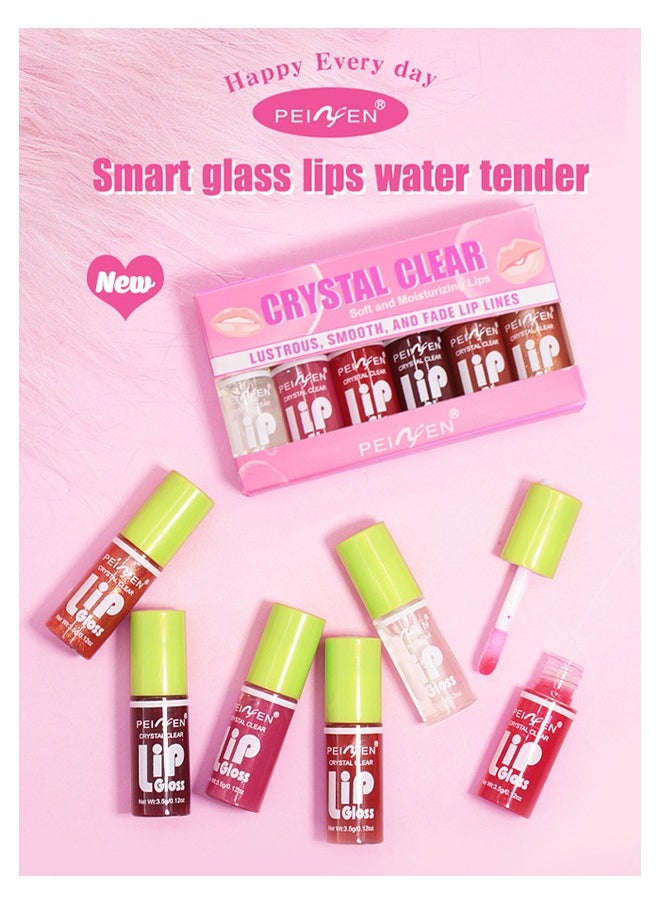 Crystal Clear-Soft And Moisturizing Lips, Liquid Lipstick Kit Set of 6 with Long Lasting Hydrating and lightweight Lip Colour Transparent, Sheen, Glitter