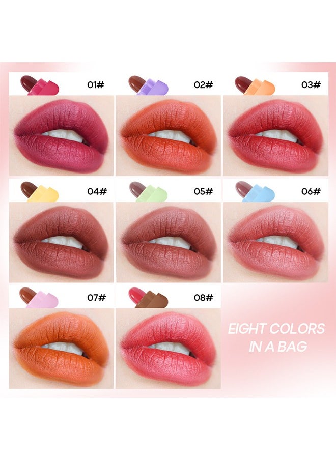 Mist Stars Lipstick-8 Colors, Mini Waterproof Velvet Matte Lipstick, Long Lasting Cute Star Capsule Shaped Nonstick Cup Lip Gloss, Portable Makup, Makeup Gift 8pcs