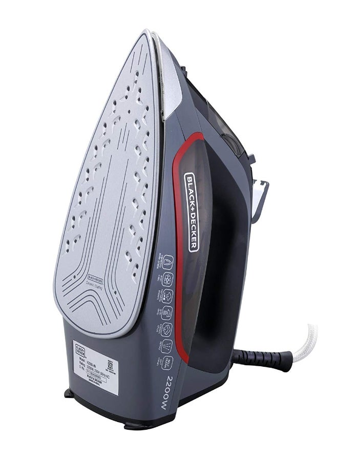 Steam Iron 2200W With Ceramic Sole Plate 380.0 ml X2050 Grey/Red