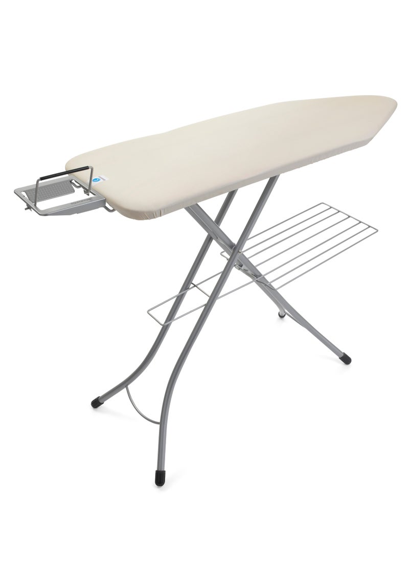 Ironing Board C, 124x45 cm, Steam Iron Rest with Linen Rack - Ecru