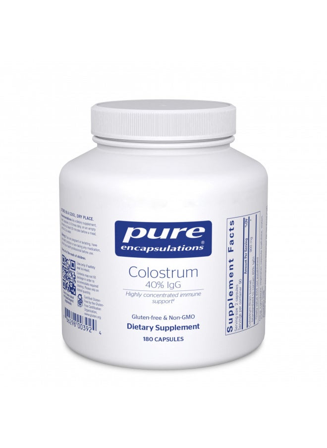 Pure Encapsulations Colostrum | 40% IgG Highly Concentrated Immune Support | 180 Capsules