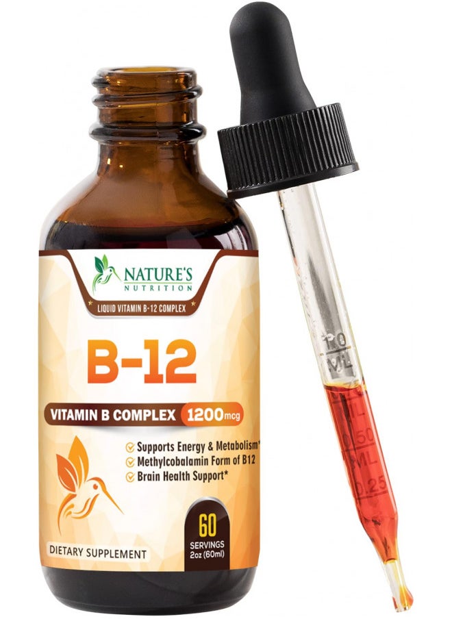 Vitamin B12 Energy Drops 1200 mcg - Extra Strength Vitamin B-12 Dietary Supplement for Energy, Liquid Methylcobalamin B12 Vitamins for Adults, Gluten-Free Vitamin B 12 Over 1000 mcg - 2 Fl Oz