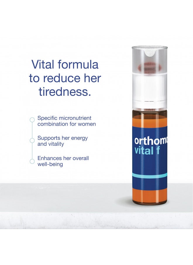 Orthomol Vital F Vial, Women's Multivitamin, 7-Day Supply, Vitamins A, B, C, D, E, K, Calcium, Iodine, Omega-3