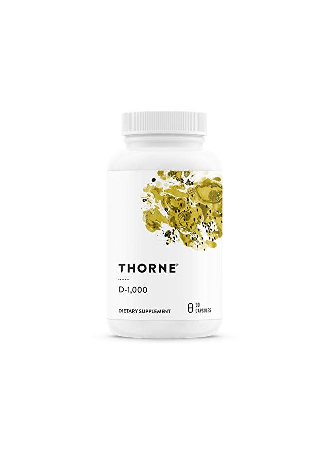 Thorne Vitamin D-1000 - Vitamin D3 Supplement - 1,000 IU - Support Healthy Bones, Teeth, Muscles, Cardiovascular, and Immune Function - Gluten-Free,Dairy-Free, Soy-Free - 90 Capsules