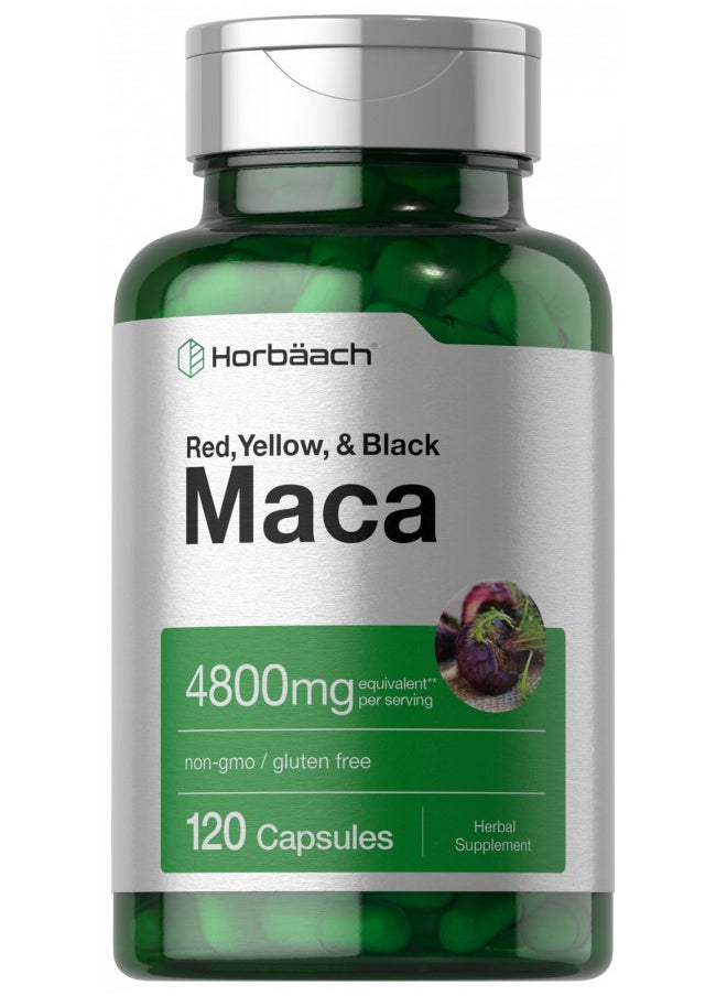 Maca Root Capsules | 120 Pills | High Potency Extract for Men and Women | Non-GMO and Gluten Free Formula | by Horbaach