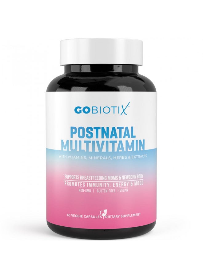 GOBIOTIX Postnatal Vitamins for Women - Postpartum Essentials with Iron, Calcium, Vitamin D2, C, Zinc & Folic Acid for Pregnant Women - Pre & Post Pregnancy - Daily Multivitamin Capsules, Non-GMO