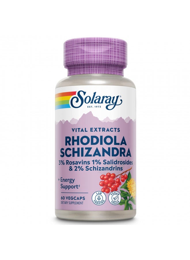 Solaray Rhodiola and Schizandra Supplement, 500 mg | 60 Count