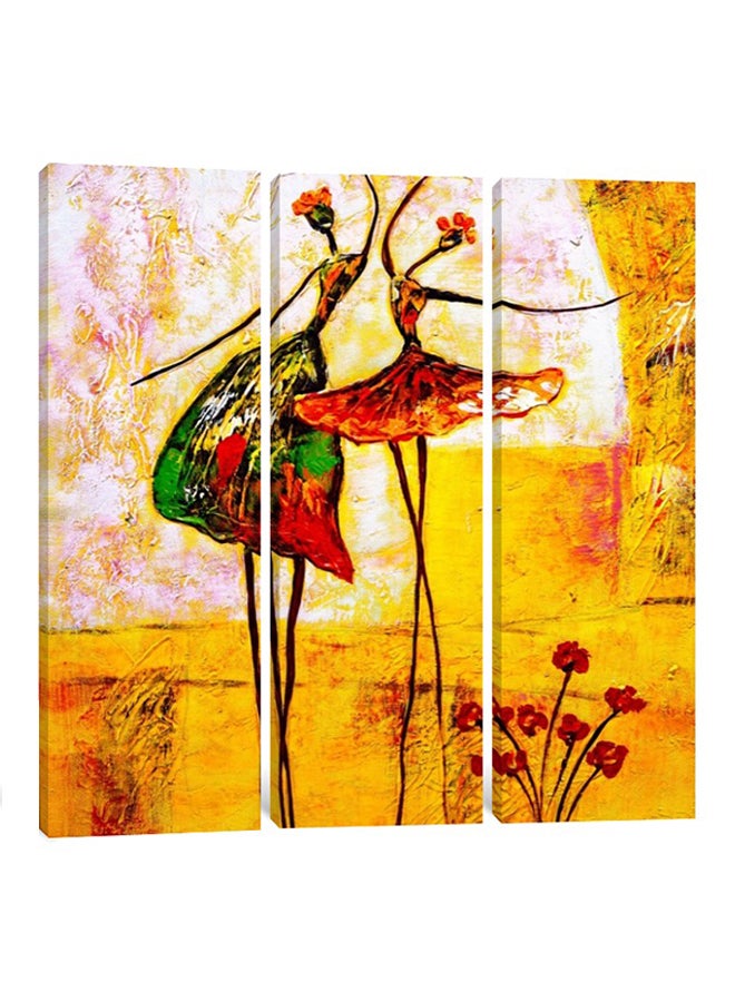 3-Piece Canvas Print Flower Lady Wall Art Multicolour 150 x 150 x 3.5cm