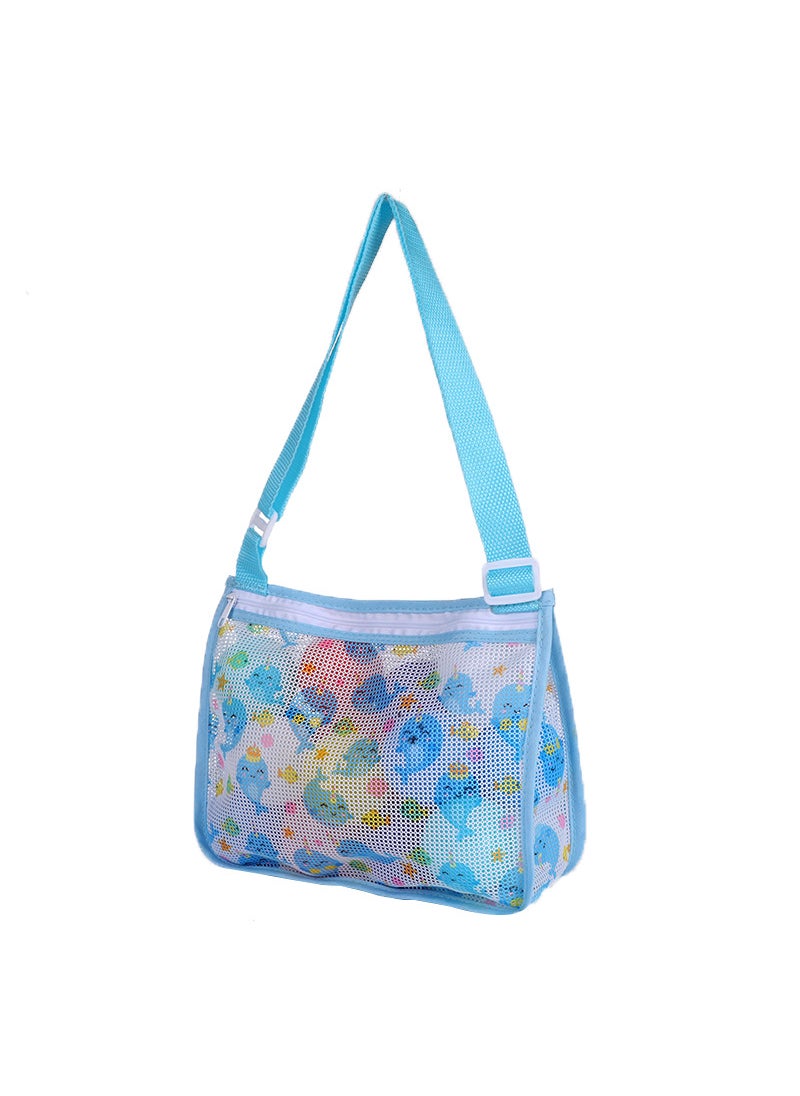 Kids Toy Storage Beach Tote Bag Light Blue Dolphin