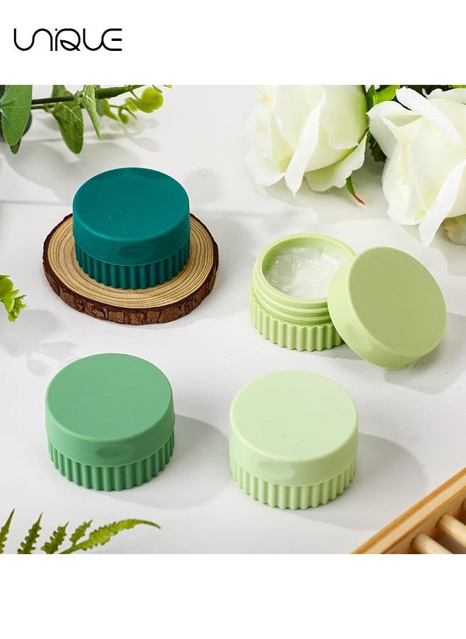 4 Pcs Travel Containers for Toiletries 0.68 oz Small Silicone Cream Jars with Plastic Cap Lids Small Travel Size Empty Makeup Containers Leak Proof for Cosmetic Body Hand Skin Cream Bottles (Green Color)