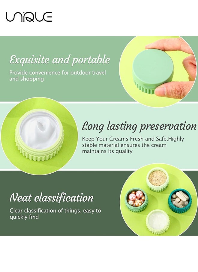 4 Pcs Travel Containers for Toiletries 0.68 oz Small Silicone Cream Jars with Plastic Cap Lids Small Travel Size Empty Makeup Containers Leak Proof for Cosmetic Body Hand Skin Cream Bottles (Green Color)