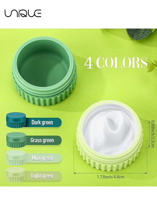 4 Pcs Travel Containers for Toiletries 0.68 oz Small Silicone Cream Jars with Plastic Cap Lids Small Travel Size Empty Makeup Containers Leak Proof for Cosmetic Body Hand Skin Cream Bottles (Green Color)