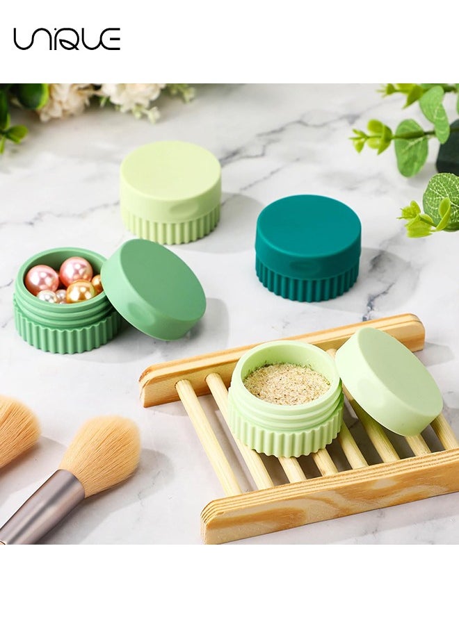 4 Pcs Travel Containers for Toiletries 0.68 oz Small Silicone Cream Jars with Plastic Cap Lids Small Travel Size Empty Makeup Containers Leak Proof for Cosmetic Body Hand Skin Cream Bottles (Green Color)