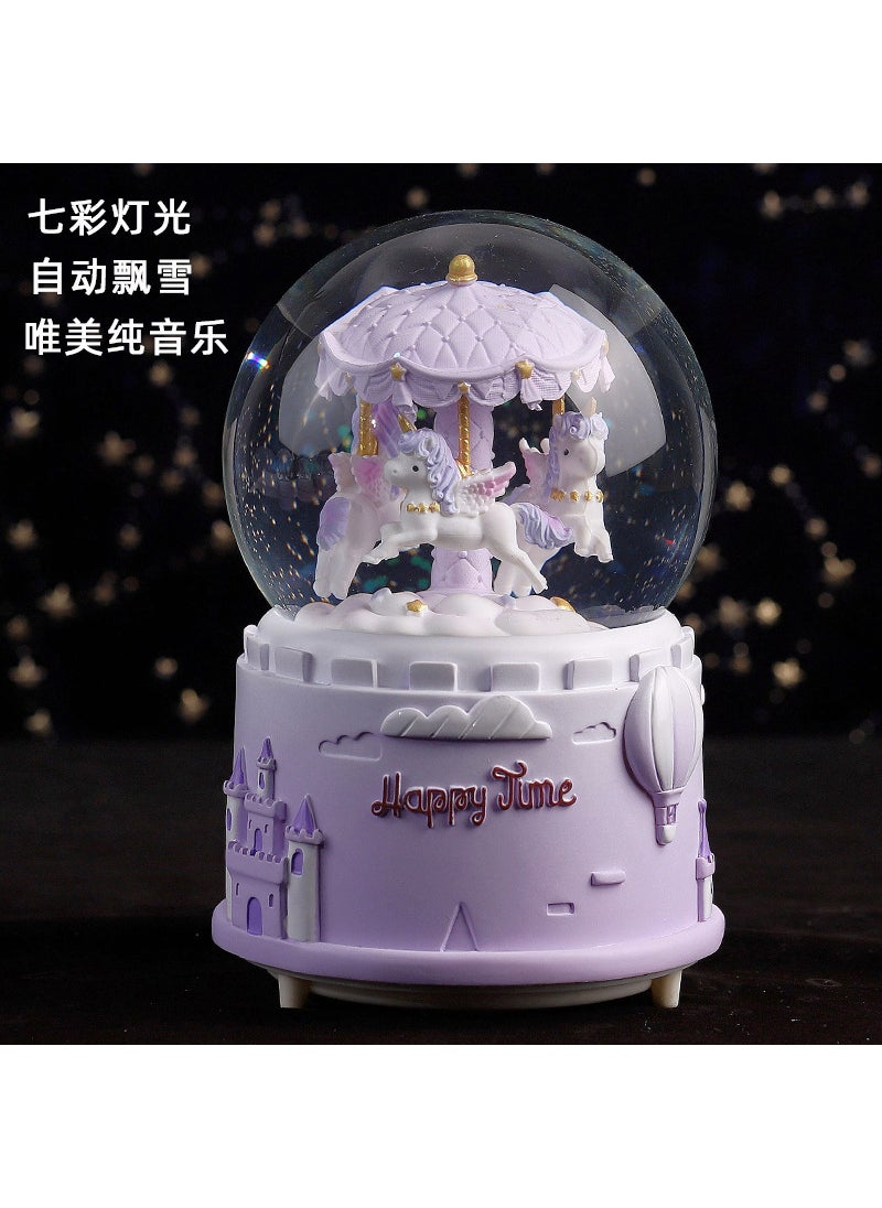 Mermaid Luminous Crystal Ball Music Box Snow Music Box Birthday Gift for Girlfriend Creative Valentine's Day Gift