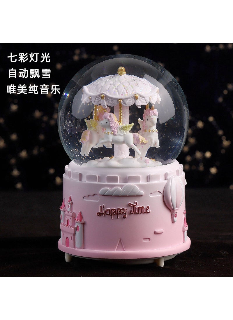 Mermaid Luminous Crystal Ball Music Box Snow Music Box Birthday Gift for Girlfriend Creative Valentine's Day Gift