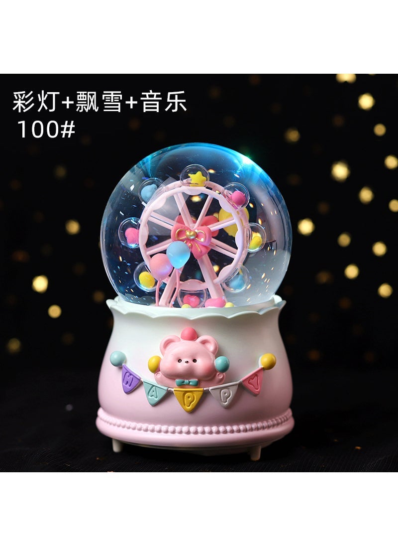 Mermaid Luminous Crystal Ball Music Box Snow Music Box Birthday Gift for Girlfriend Creative Valentine's Day Gift