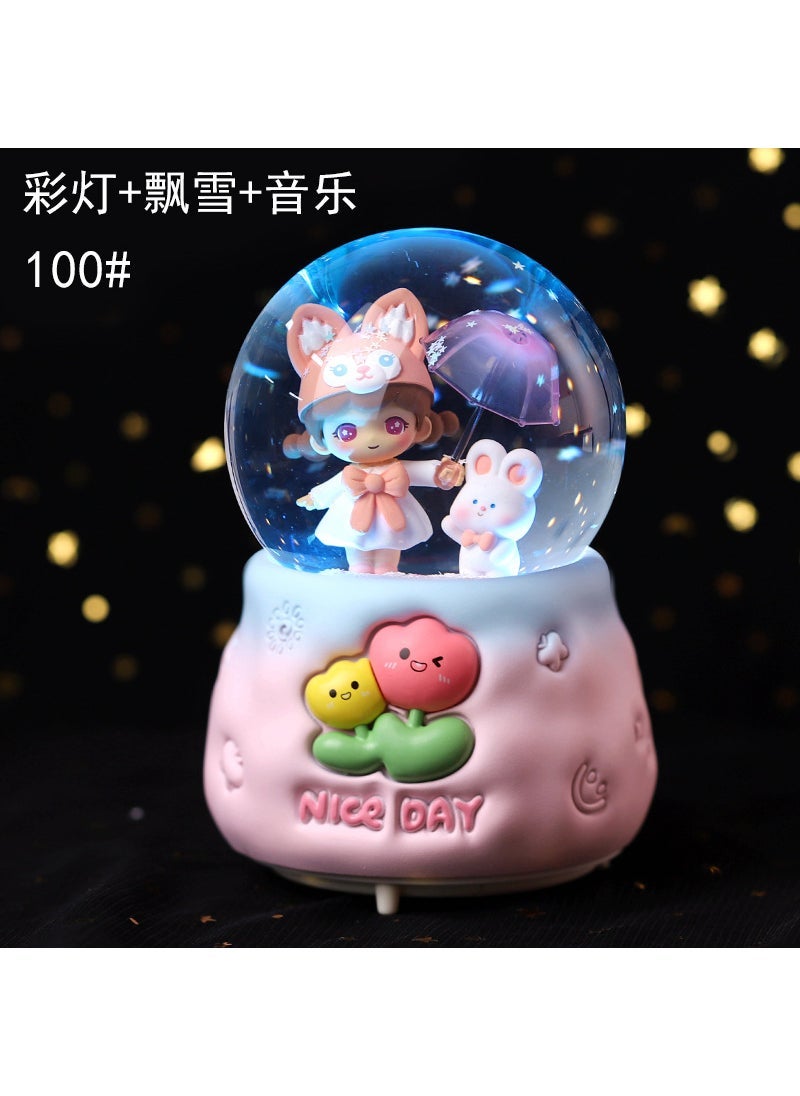 Mermaid Luminous Crystal Ball Music Box Snow Music Box Birthday Gift for Girlfriend Creative Valentine's Day Gift