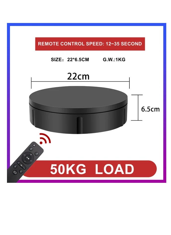 Xria 22cm Rotating Turntable Stand With Remote Control 50KG Load Round Display Stand Studio Shooting Photo Booth