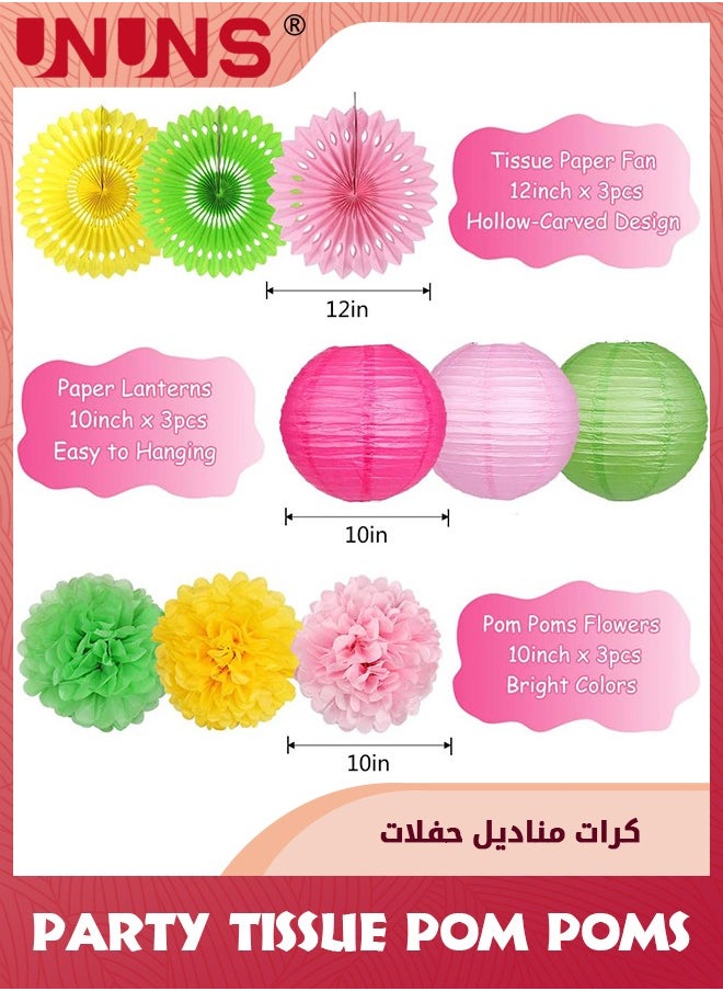 13Pcs Flamingo Party Supplies,Hawaiian Party Decorations Flamingo and Pineapple,Honeycomb Ball Paper Lanterns Paper Fans Flowers for Birthday Tropical Bachelorette Party