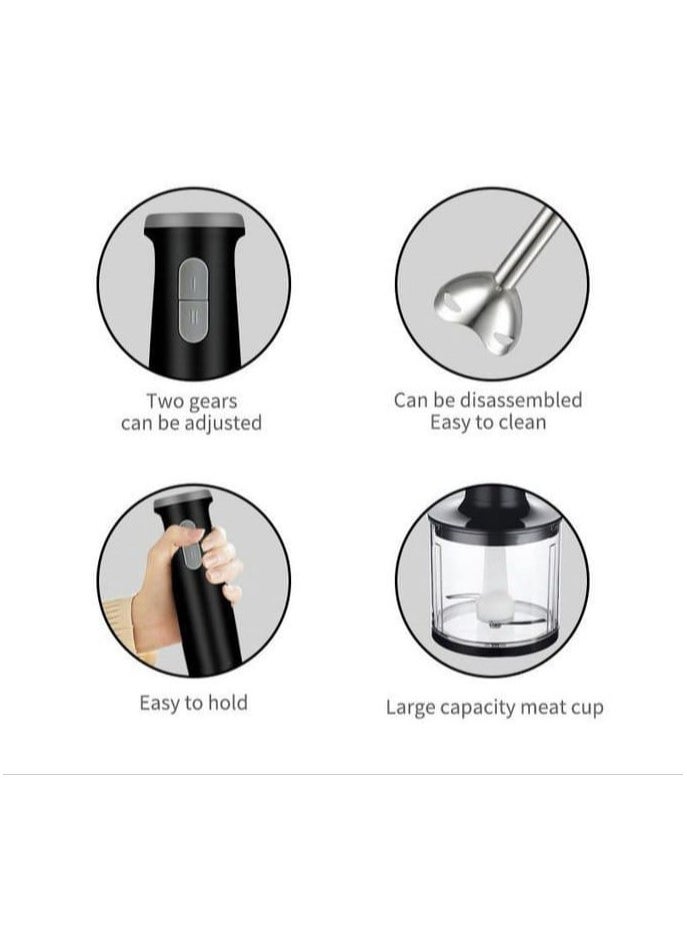 5 in 1 Hand Blender, Chopper, Whisker & Mixer with Durable Stainless Steel Blades, Removable Stick, and Multipurpose Attachments for Smoothies, Soups, and Chopping