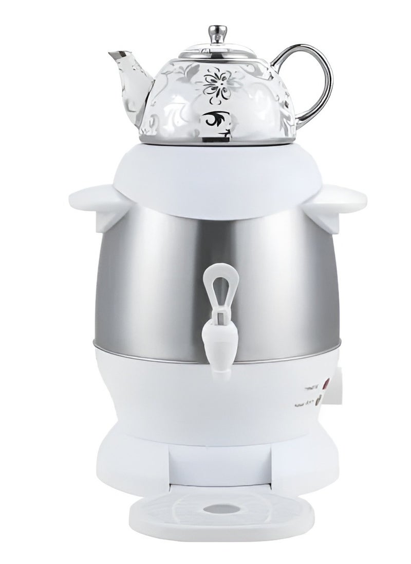 Electric Samovar Tea Maker White Ceramic Enamel Electric Kettle with Thermostat, 2.5L Water Kettle Perfect for Traditional Tea Brewing, Hot Water, and Beverage Preparation