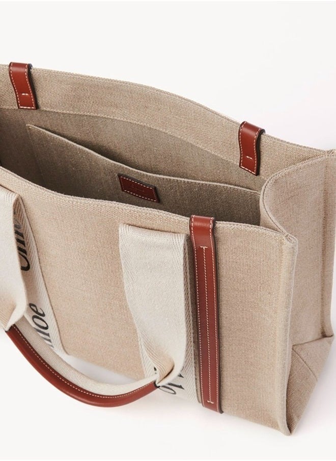 WOODY TOTE BAG IN LINEN