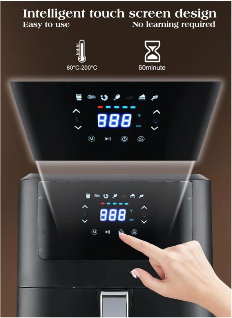 Air Fryer with Intelligent Touch Screen 8L, 60 Minute Timer, Preset Functions for Roast, Warm, and Defrost – Healthy Cooking, Easy-to-Use Digital Air Fryer