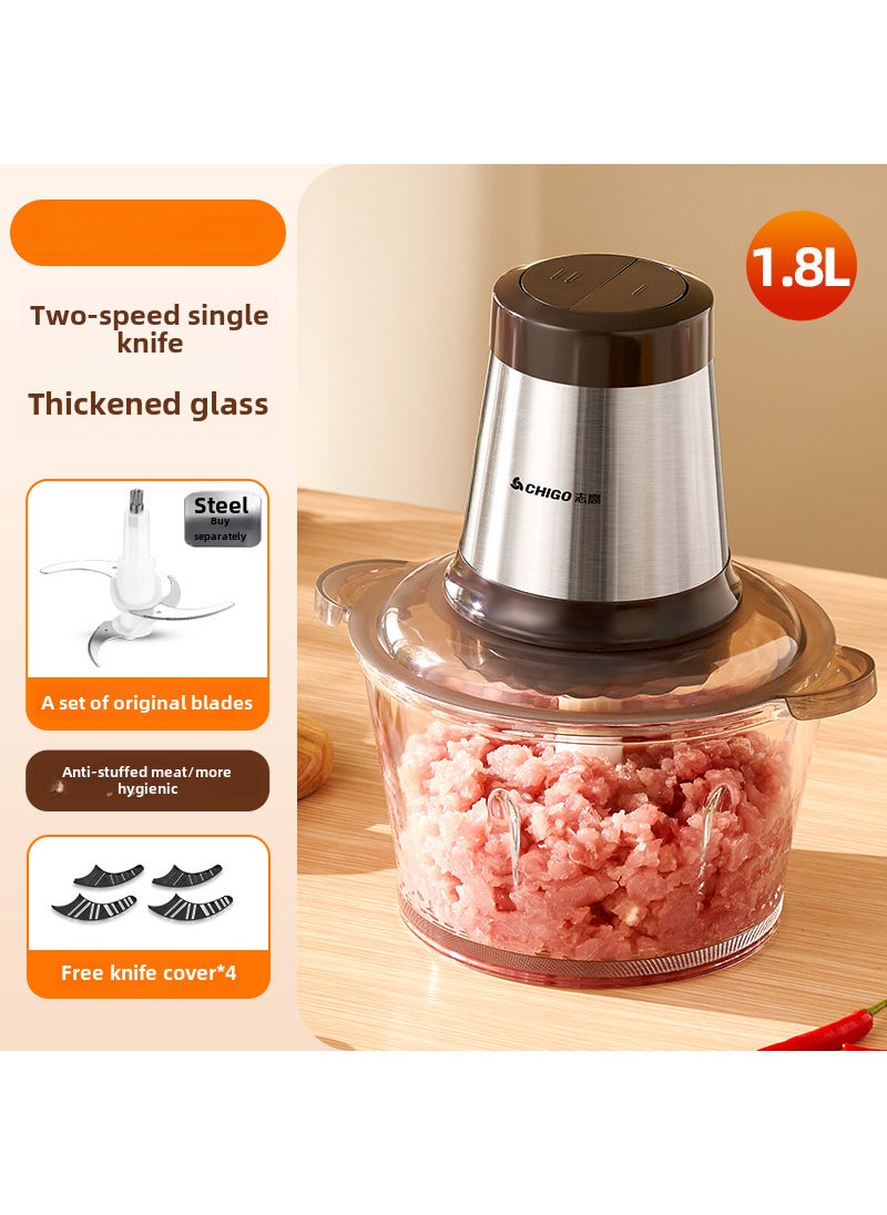 Chigo Electric Meat Grinder Stainless Steel Standard single-pole glass bowl 1.8L