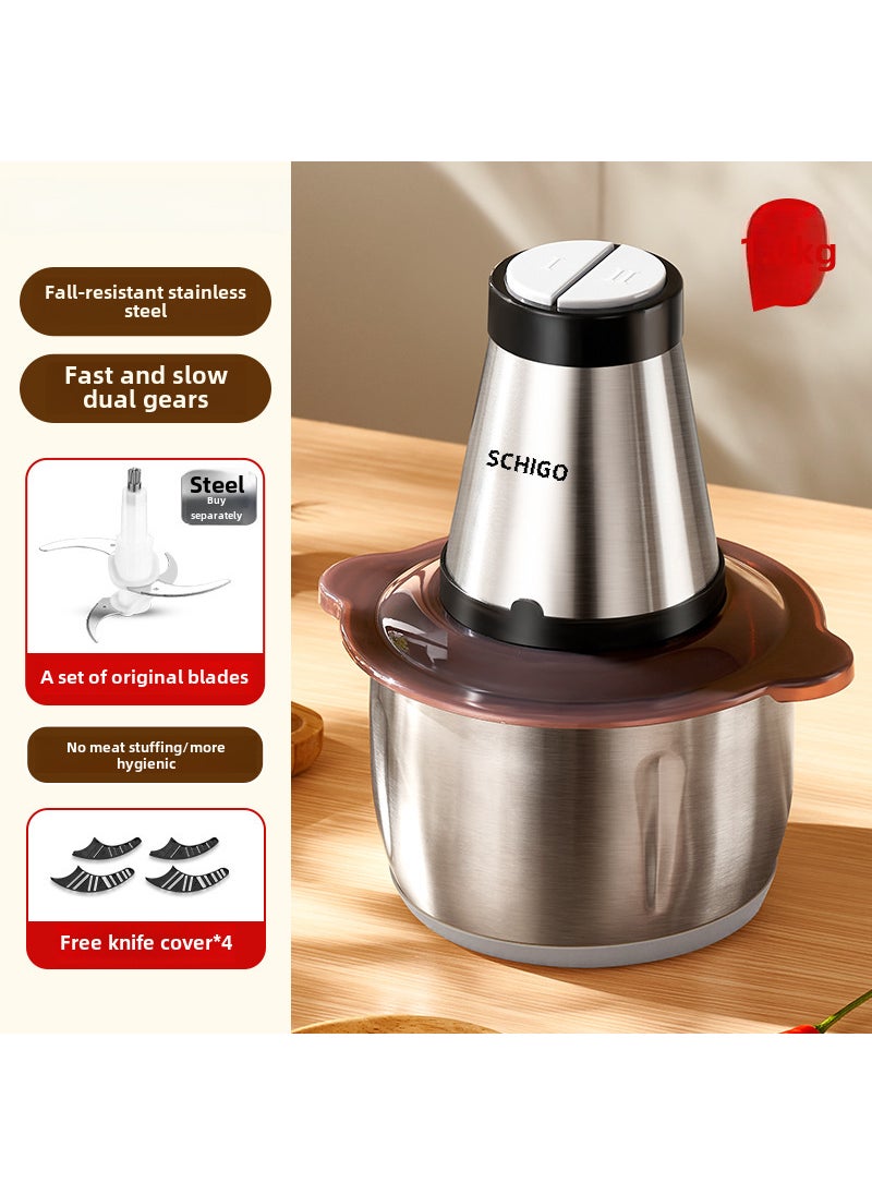 Chigo Electric Meat Grinder Stainless Steel Single-pole stainless steel bowl 2kg large capacity