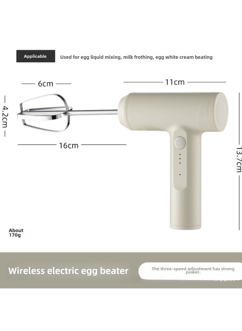 Wireless Mini Multifunctional Electric Egg Beater White high power (single head)