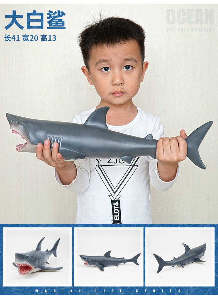 Jumbo Realistic Shark Ocean Life Model Toy Great White Shark [Soft]]