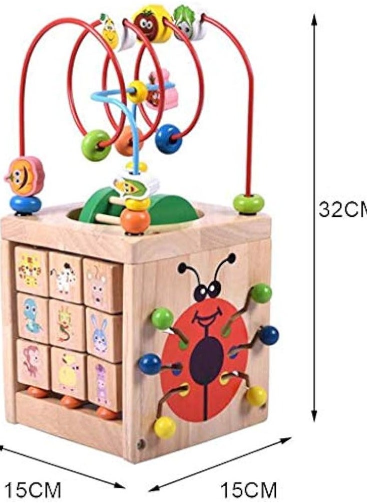 Interactive Wooden Activity Table for Kids - Educational Learning Toy with Bead Maze, Gears, and Alphabet - Perfect Gift for Ages FOR KIDS