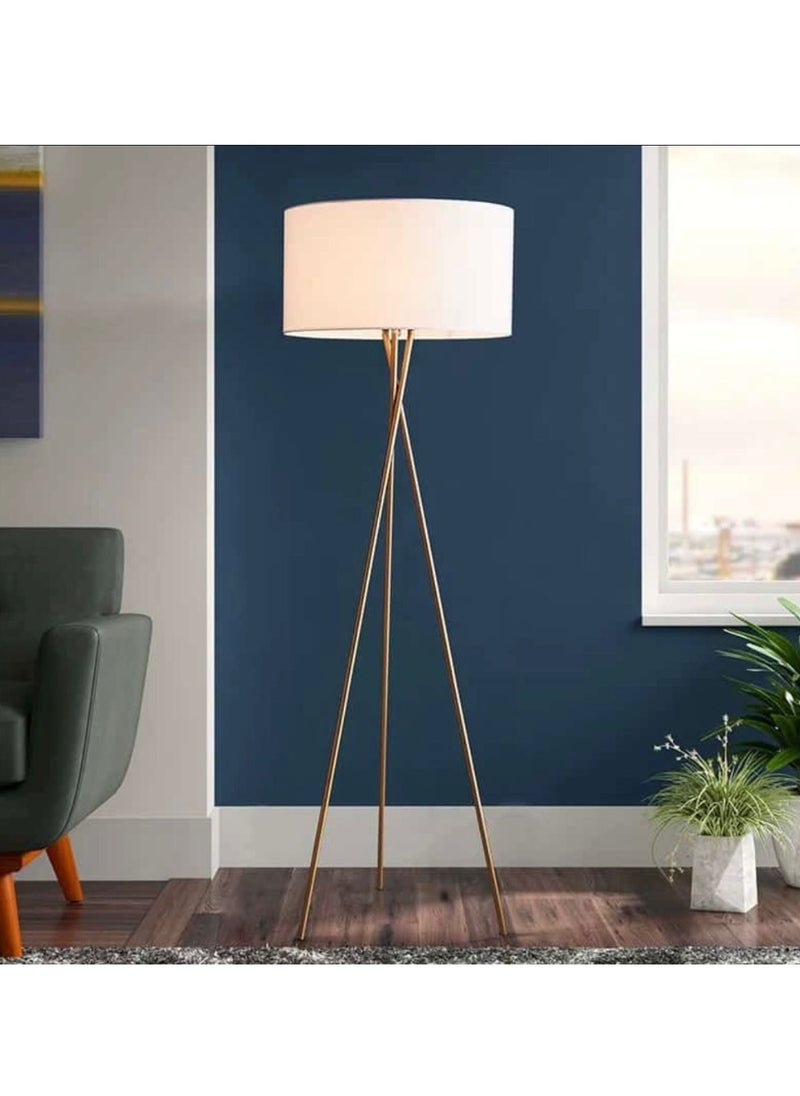 Modern Metal Floor Lamp With Subtle Crossed Legs Design And Fabric Shade Sleek Home Lighting For Living Room, Bedroom