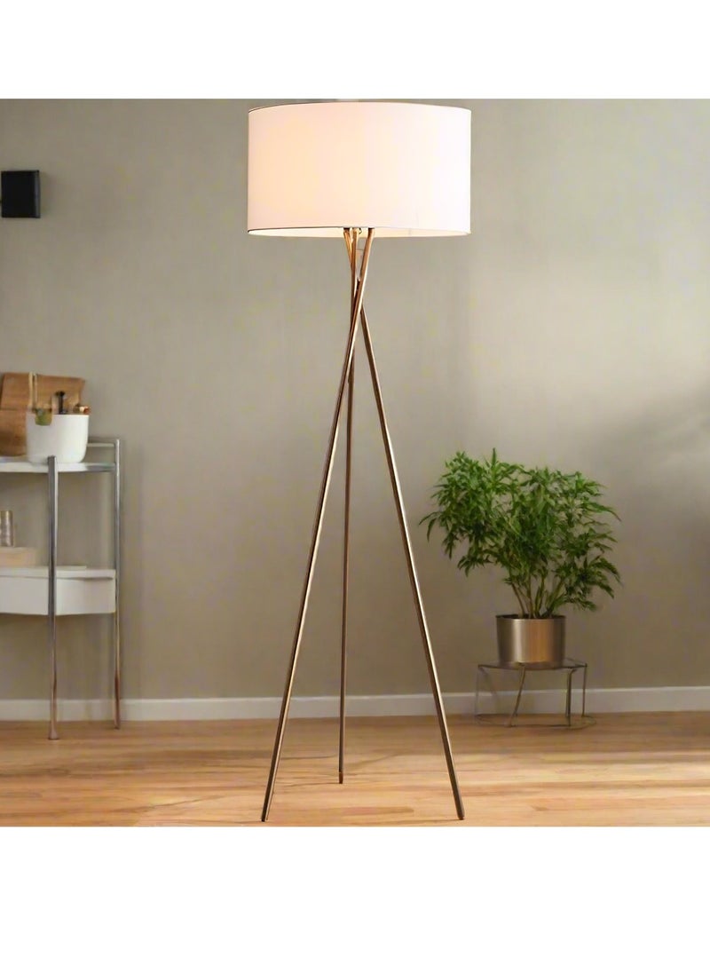 Modern Metal Floor Lamp With Subtle Crossed Legs Design And Fabric Shade Sleek Home Lighting For Living Room, Bedroom