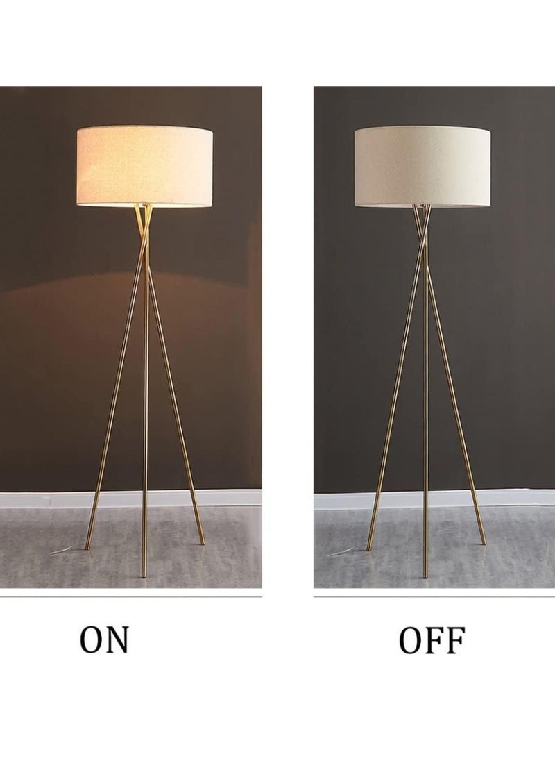 Modern Metal Floor Lamp With Subtle Crossed Legs Design And Fabric Shade Sleek Home Lighting For Living Room, Bedroom