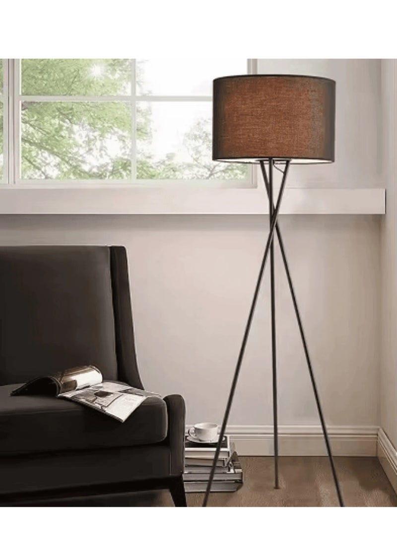 Modern Metal Floor Lamp With Subtle Crossed Legs Design And Fabric Shade Sleek Home Lighting For Living Room, Bedroom