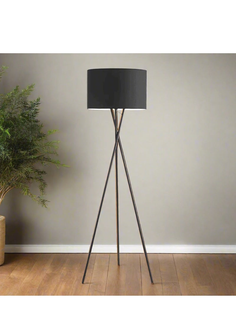 Modern Metal Floor Lamp With Subtle Crossed Legs Design And Fabric Shade Sleek Home Lighting For Living Room, Bedroom