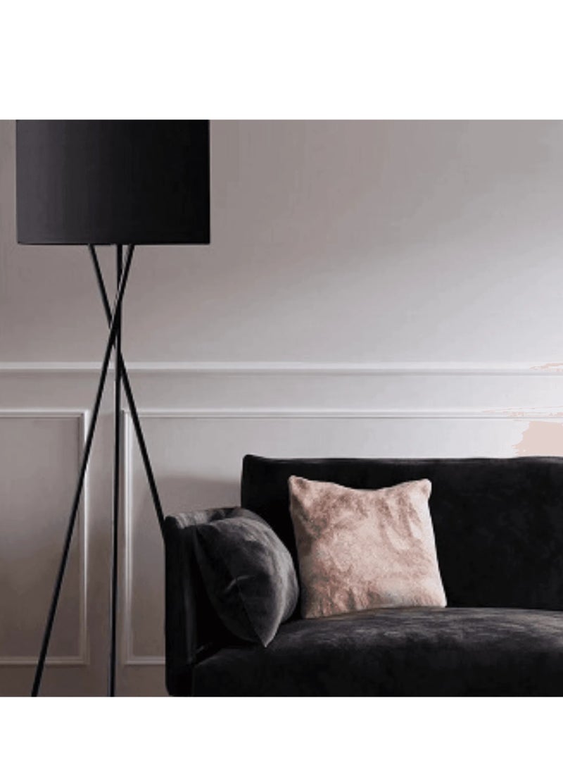 Modern Metal Floor Lamp With Subtle Crossed Legs Design And Fabric Shade Sleek Home Lighting For Living Room, Bedroom